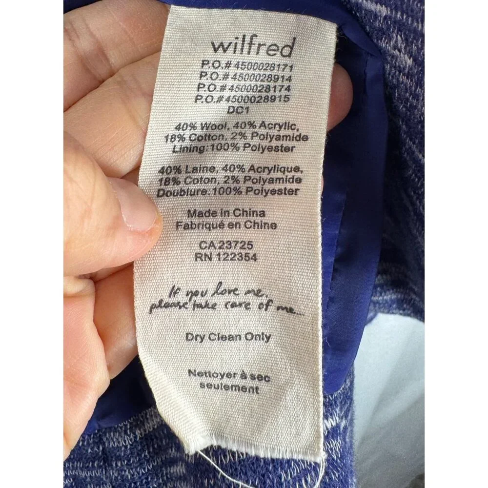 Wilfred Festin knit open front blazer blue career wool blend 90s‎ SZ 4